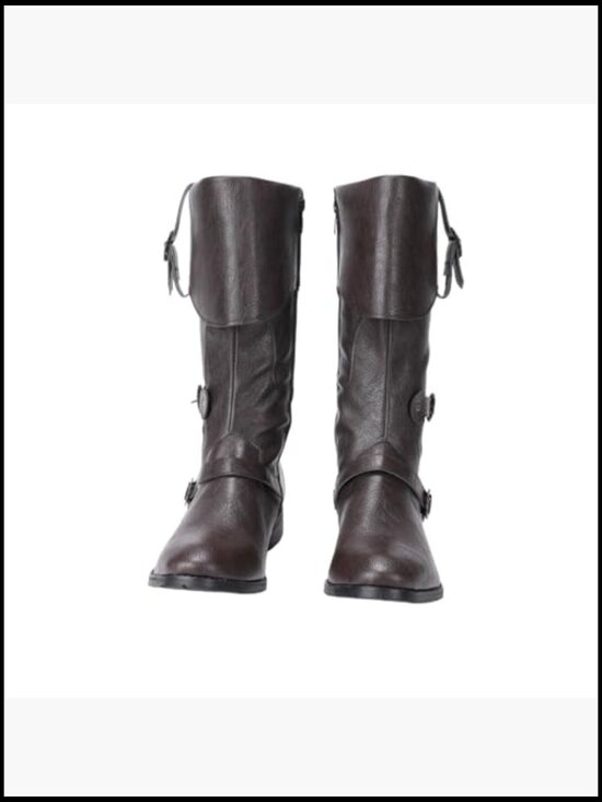 Medieval Gothic Renaissance Pull On Boots Mid Calf Cosplay Cuff Shoes Halloween main image 4